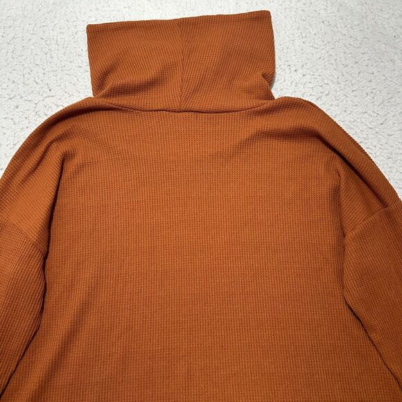 LuLaRoe Round Hem Women's Medium Burnt Orange Cowlneck Waffle Knit Sweater - Picture 12 of 13